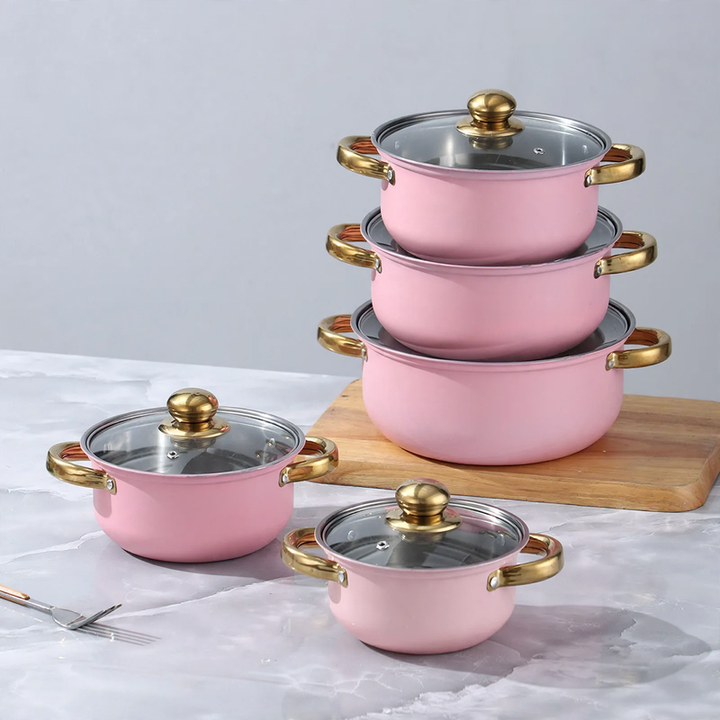 Stainless Steel Cookware Set, 10-Piece, with Glass Lids