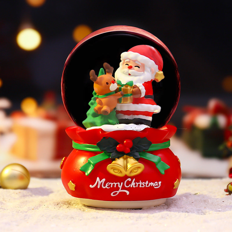 Christmas snow globe with light, music, and snow effect