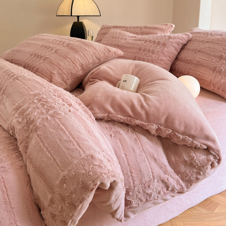 Milk fiber fleece duvet cover set, extra warm