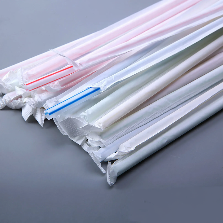 Plastic drinking straws, individually packed