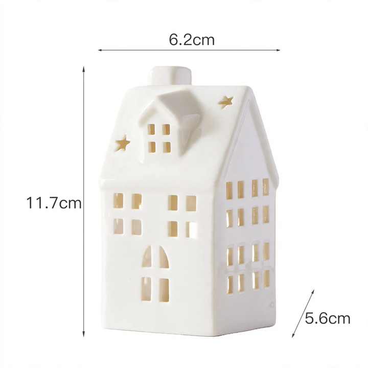 Decorative candle house made of white porcelain