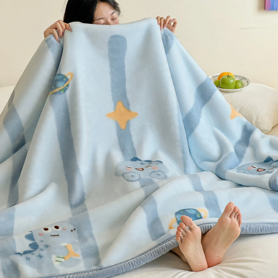 Wool blanket made of raschel, double-layered, usable on both sides