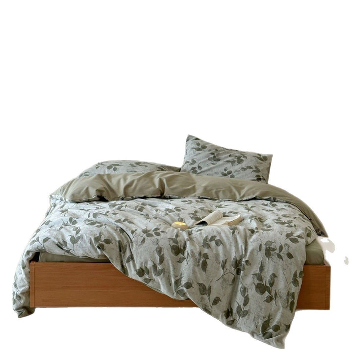Cotton bedding set, 4-piece, floral pattern