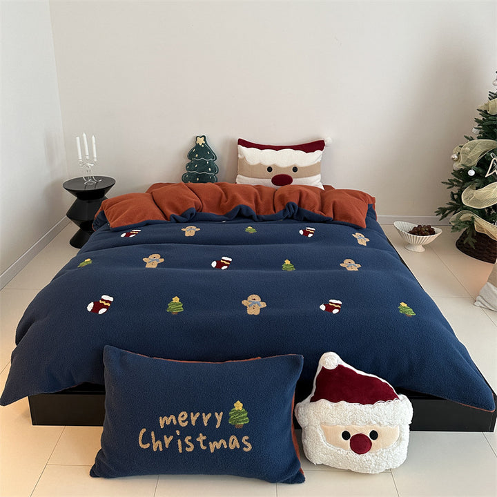 Milk fiber fleece bedding set with star pattern