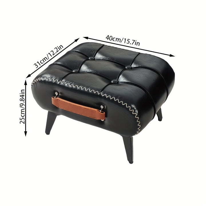 Faux leather storage ottoman