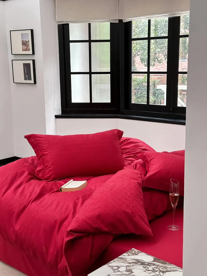 Wedding bedding set, 4-piece, long-staple cotton