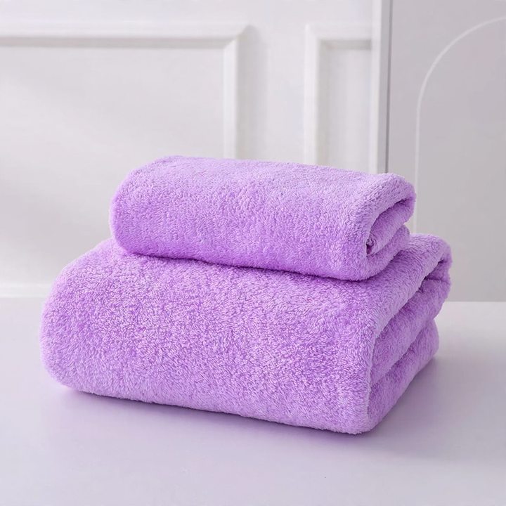 Coral fleece towel and bath towel set