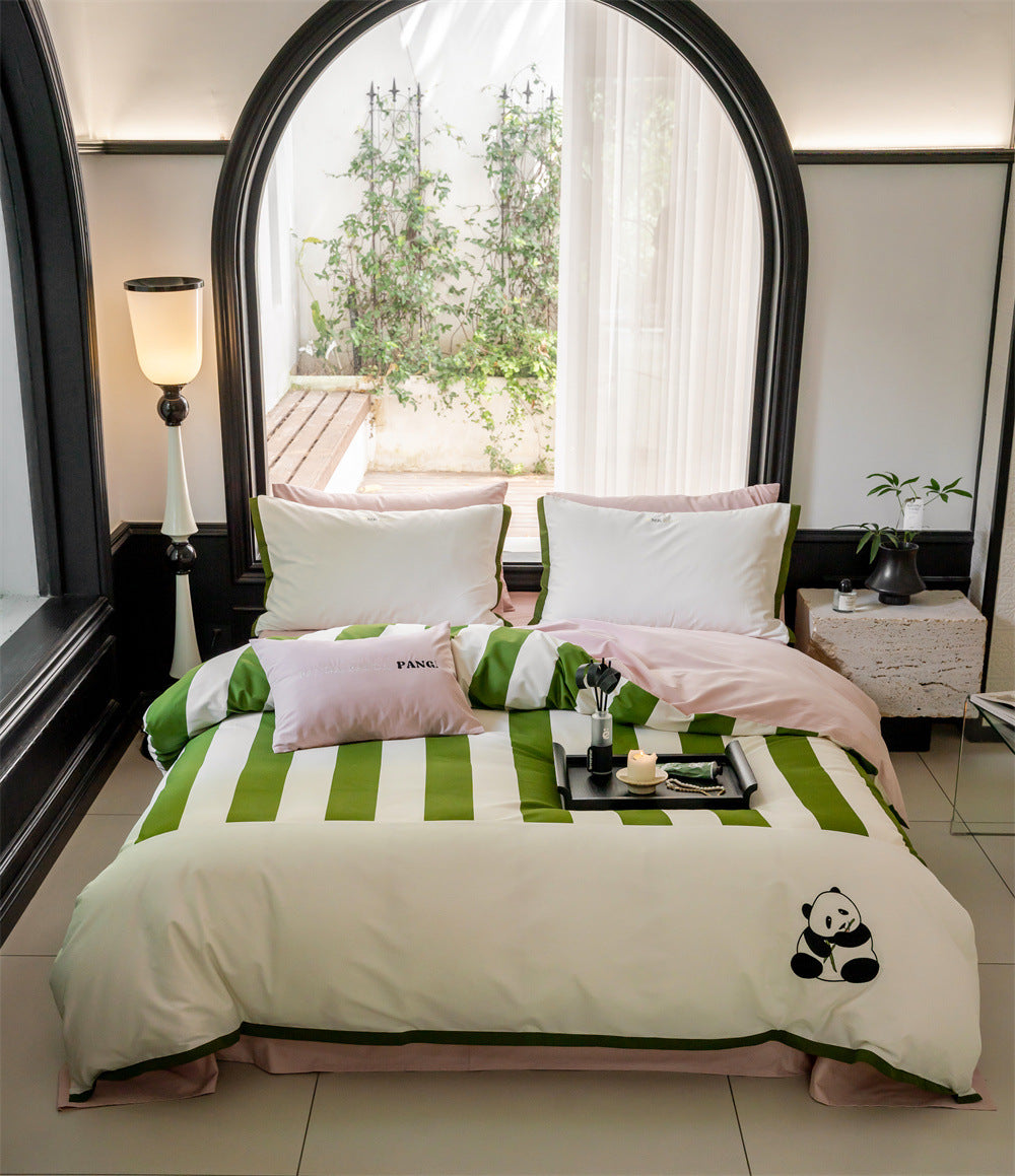 Cotton bedding set, brushed, with cartoon embroidery