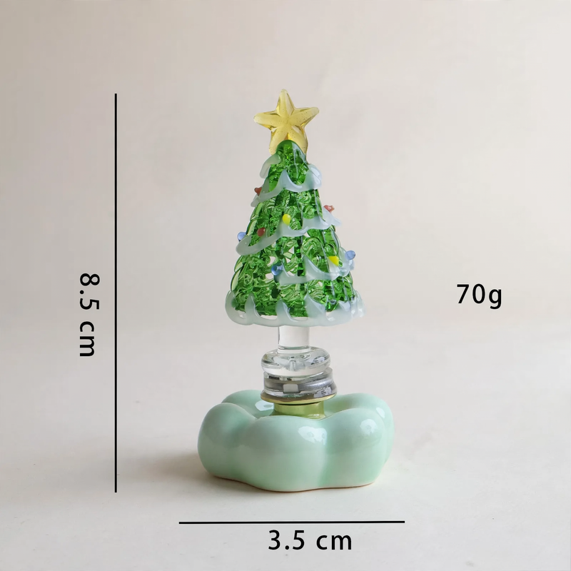 Decorative, rotating LED Christmas tree figure made of glass