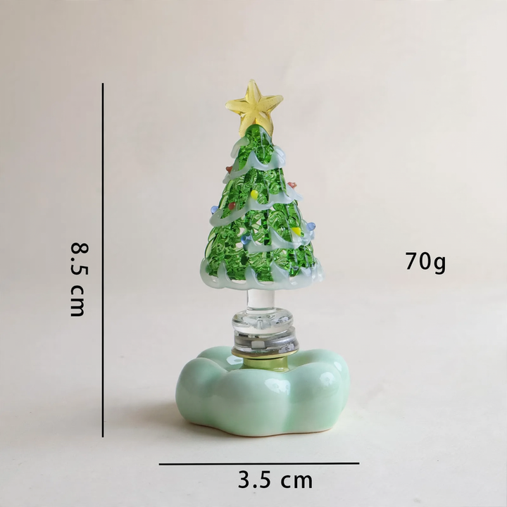 Decorative, rotating LED Christmas tree figure made of glass