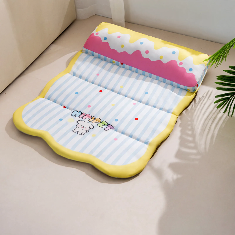 Pet sleep bed with neck support, breathable, removable