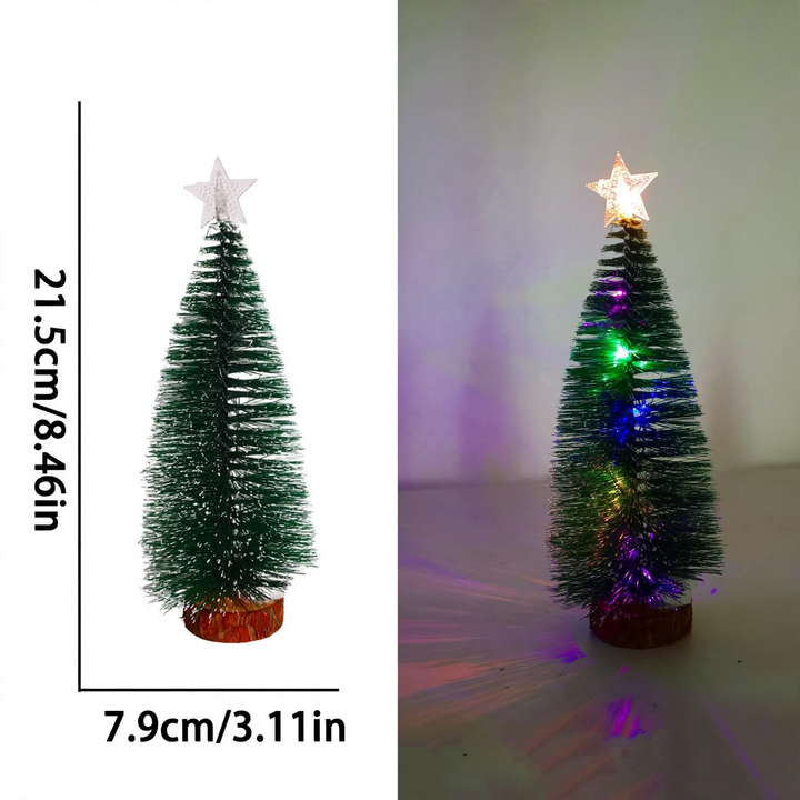 Mini Christmas tree with lighting and artificial snow