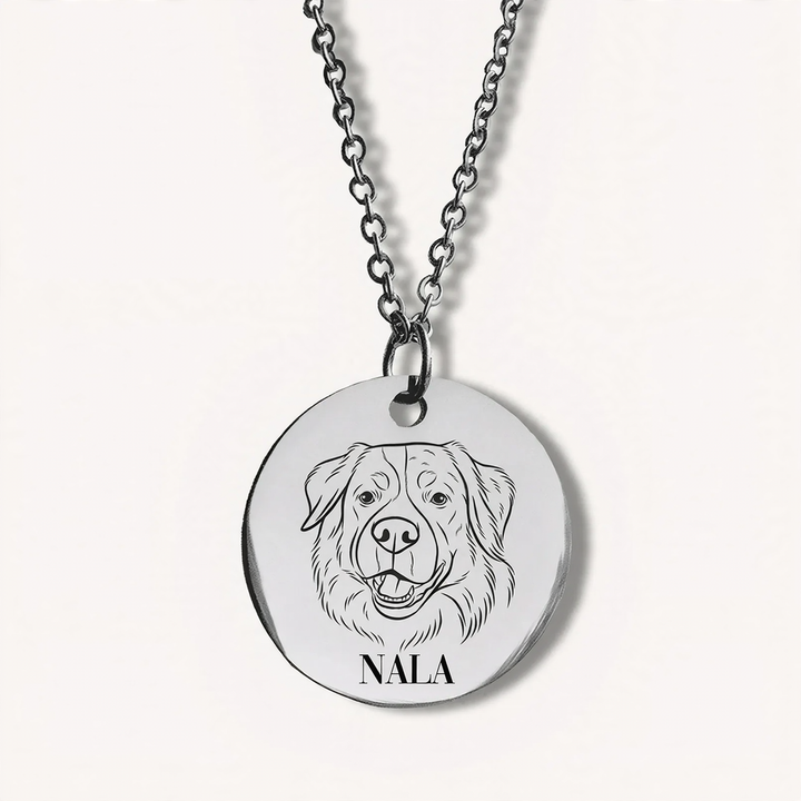 Stainless steel pendant necklace with laser engraving
