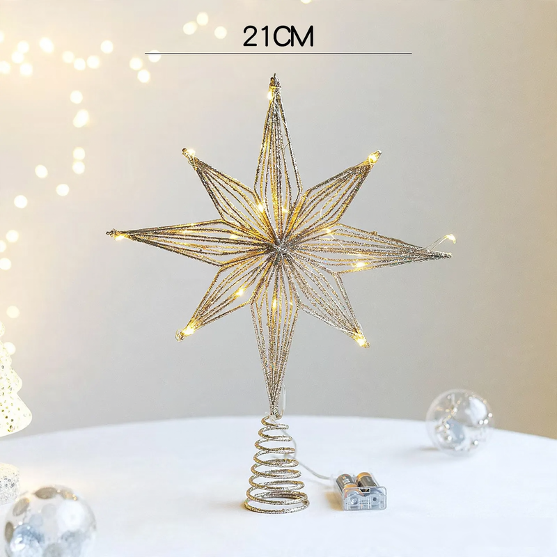 Christmas tree topper star made of iron and fabric