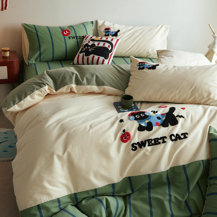 Cotton bedding set, cartoon pattern, 4-piece