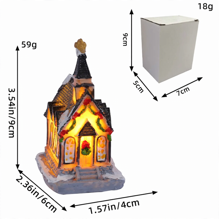 Illuminated Christmas house made of resin