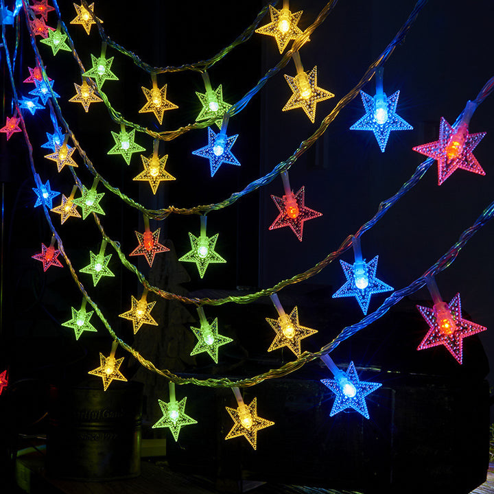 LED string lights with stars for indoor and outdoor use