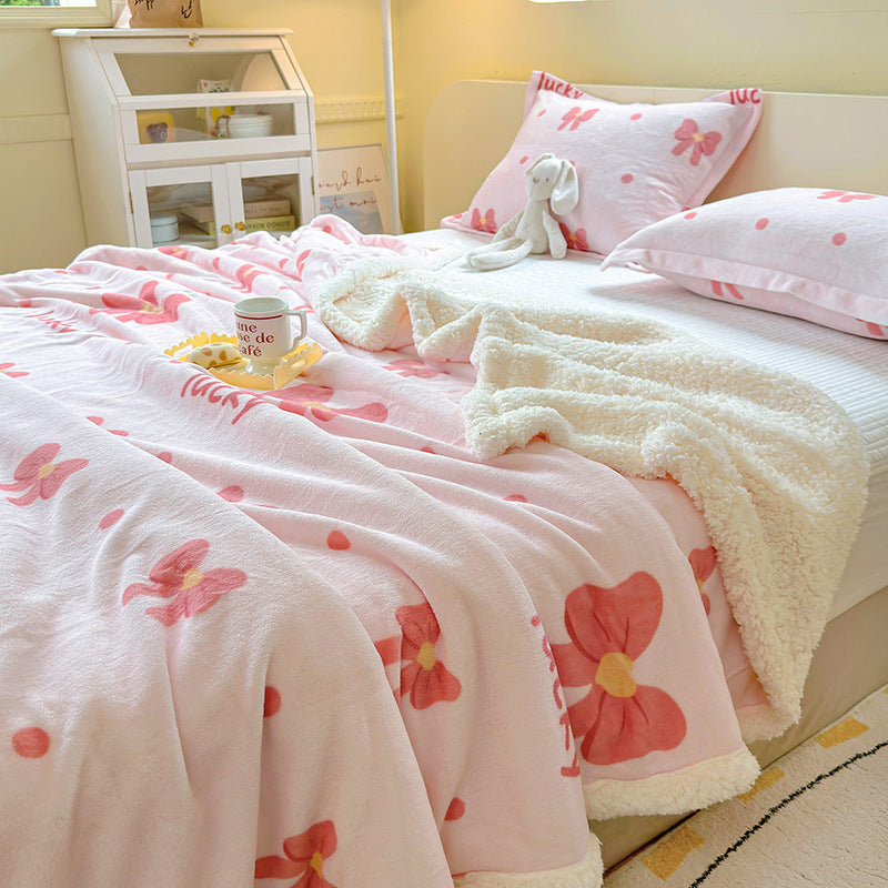 Fluffy milk fiber fleece throw blanket, winter warm