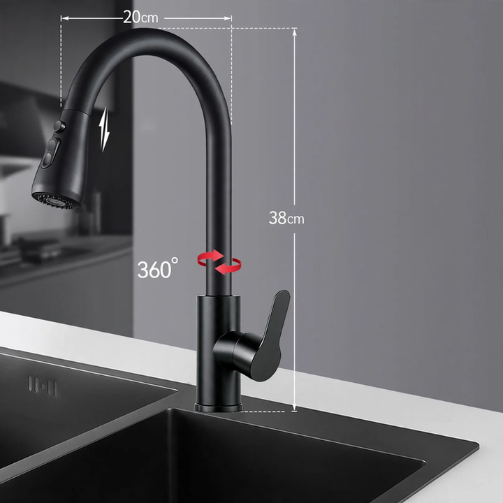 Pull-out kitchen faucet with ceramic valve