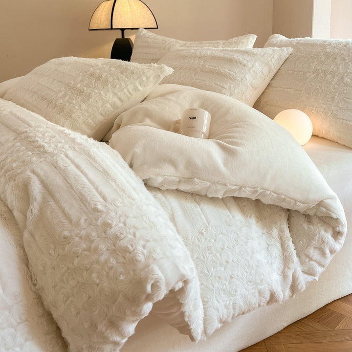 Milk fiber fleece duvet cover set, extra warm