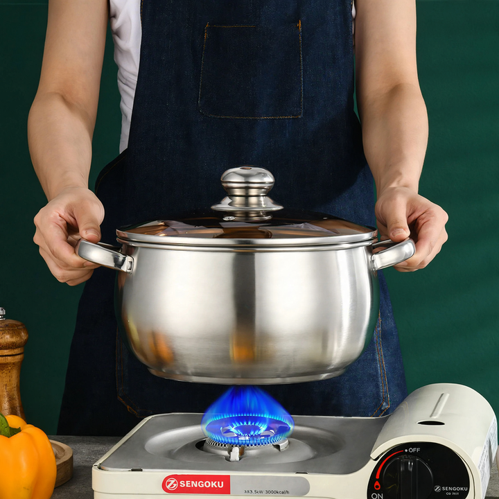 Stainless Steel Soup Pot 24 cm with Glass Lid