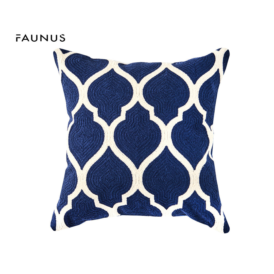 Embroidered cushion cover with stripe pattern, 45×45 cm