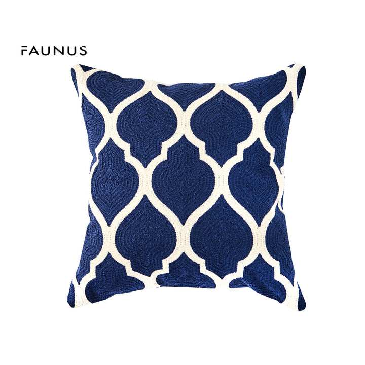 Embroidered cushion cover with stripe pattern, 45×45 cm