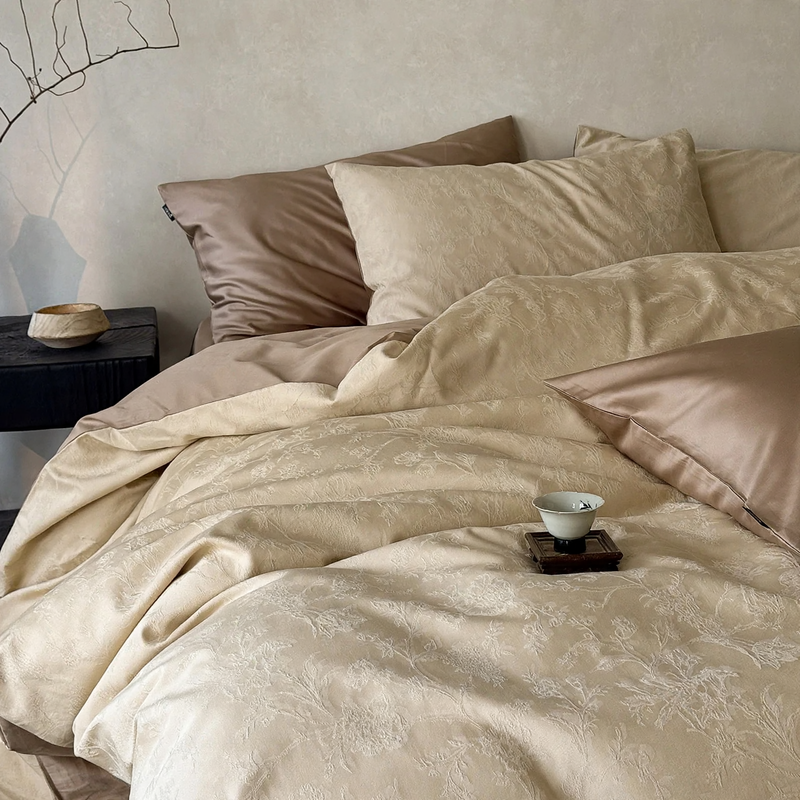 Cotton bedding set, 4-piece, long-staple cotton