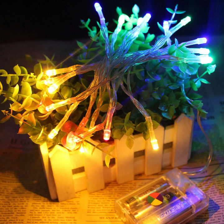 LED string lights with battery operation, various lengths
