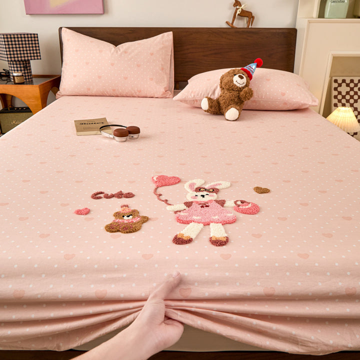Cotton fitted sheet set with cartoon designs
