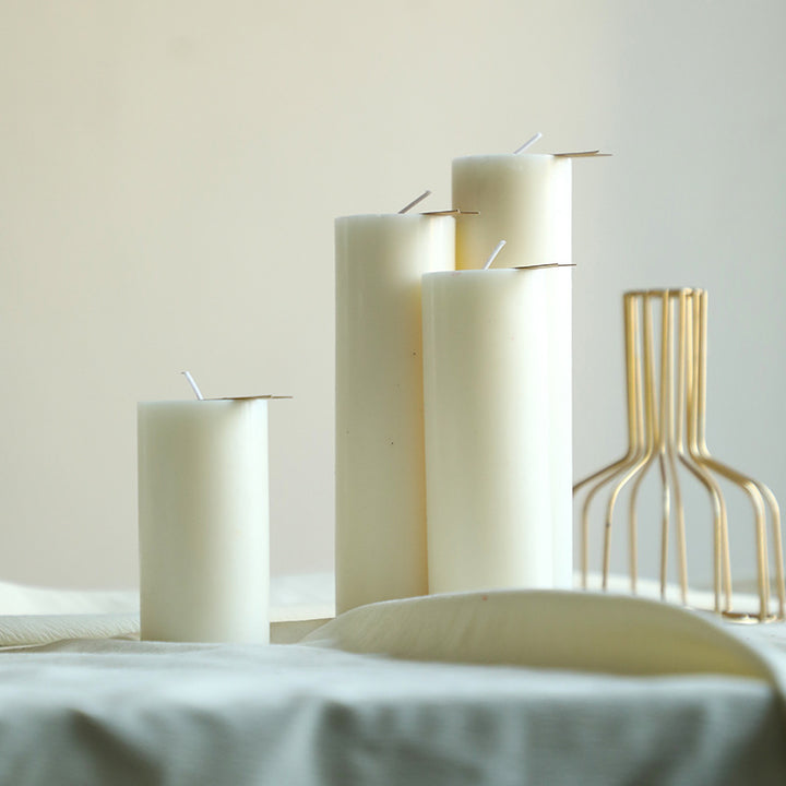 White scented candle cylinder, smooth surface
