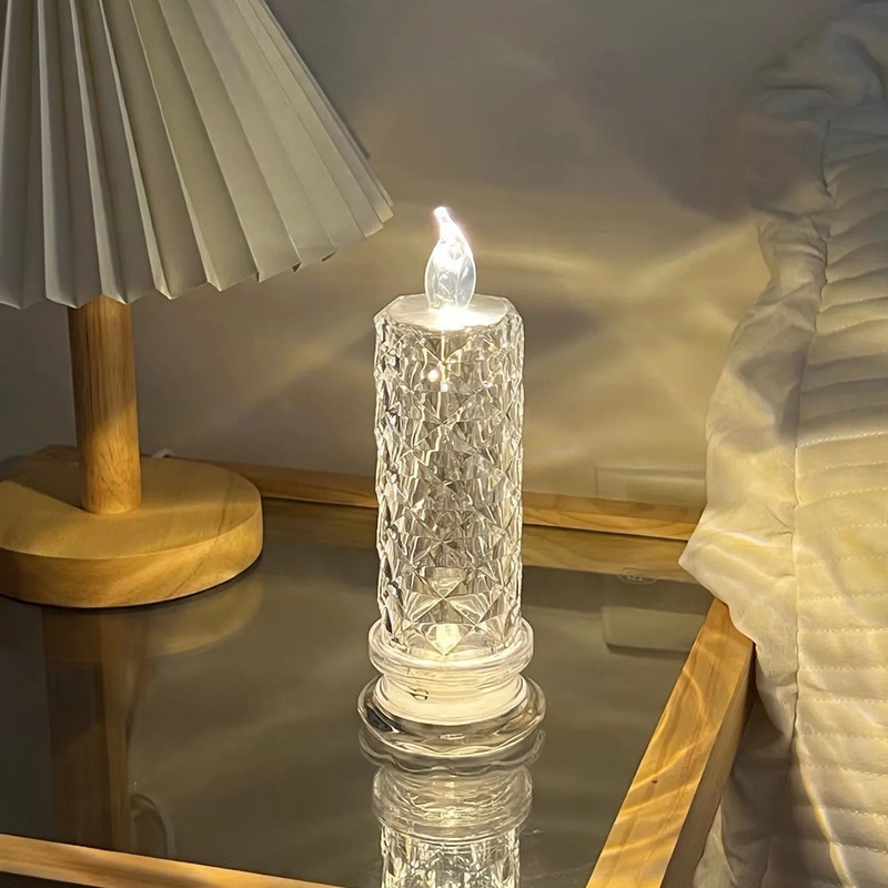 LED-Real Wax Look Candle with Rose Light Effect