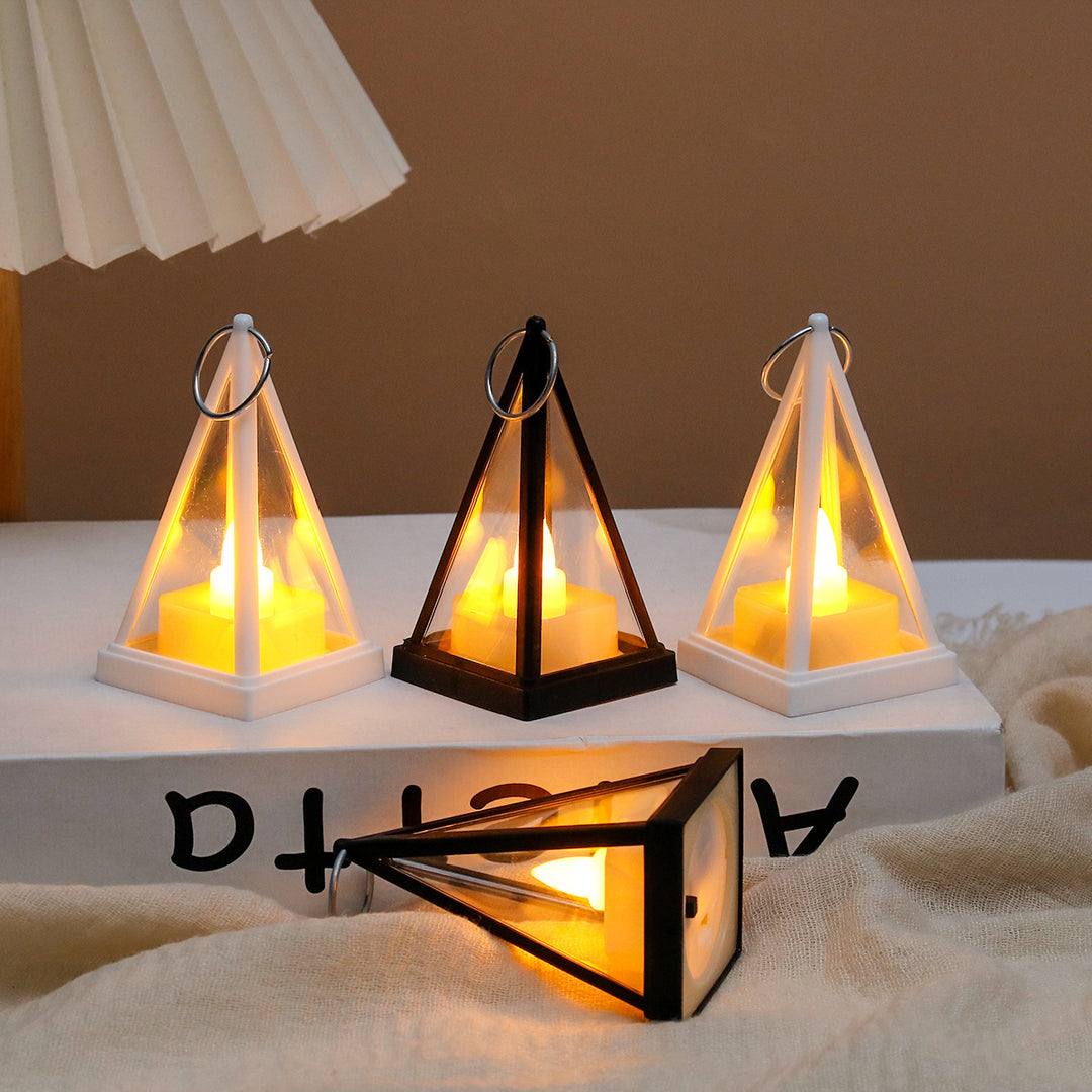 Decorative LED lantern in triangle design for festive occasions