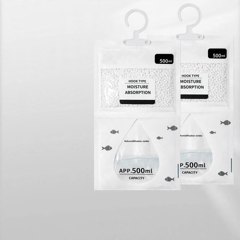 Hanging dehumidifying bag for clothing