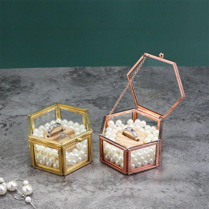 BowLift | Hexagon Transparent Glass Jewelry Box