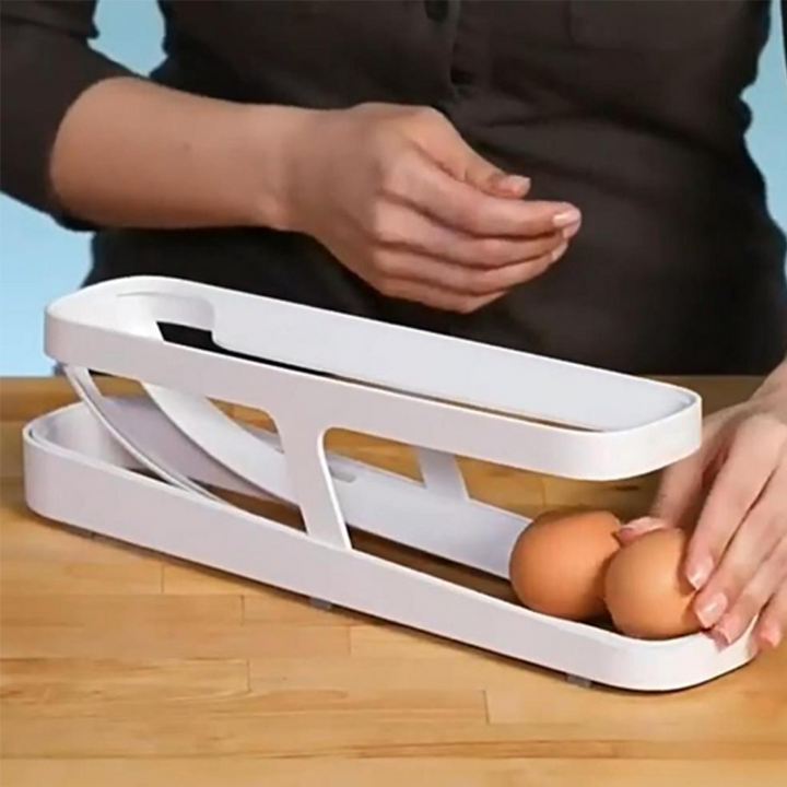 Automatic Rolling Egg Holder with Two Tiers, Holds up to 14 Eggs