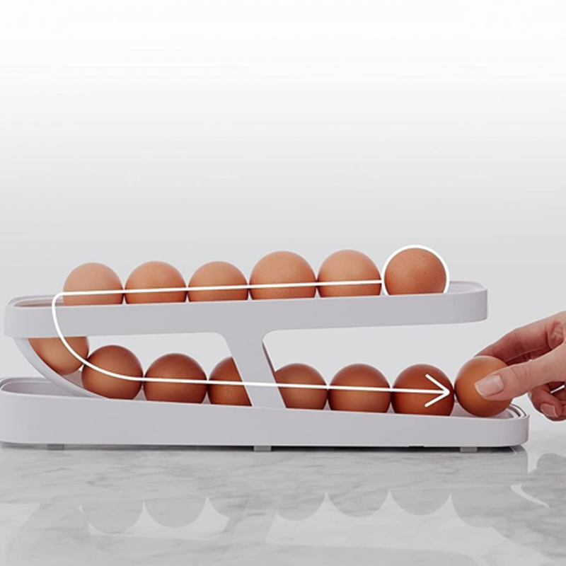 Automatic Rolling Egg Holder with Two Tiers, Holds up to 14 Eggs