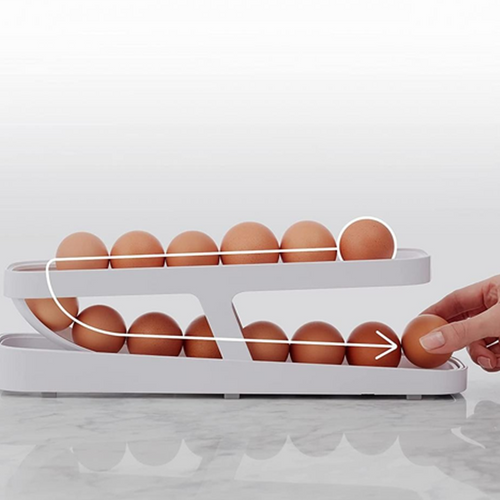 Automatic Rolling Egg Holder with Two Tiers, Holds up to 14 Eggs