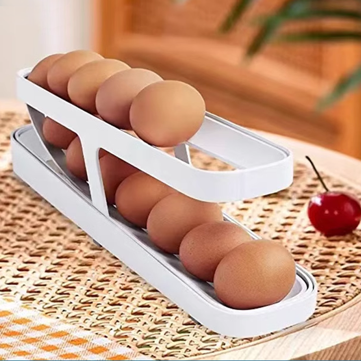 Automatic Rolling Egg Holder with Two Tiers, Holds up to 14 Eggs