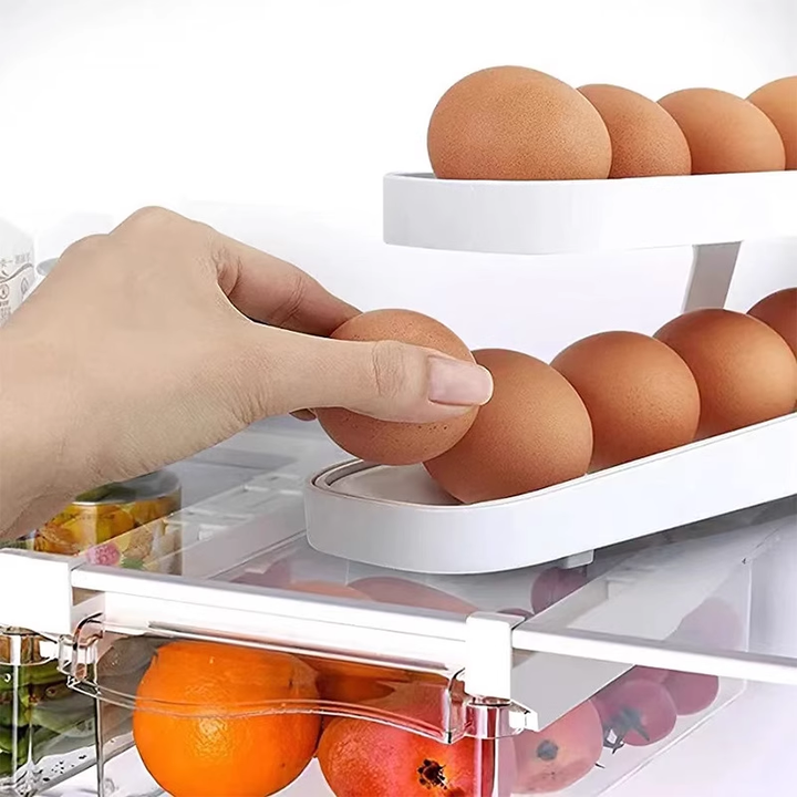 Automatic Rolling Egg Holder with Two Tiers, Holds up to 14 Eggs