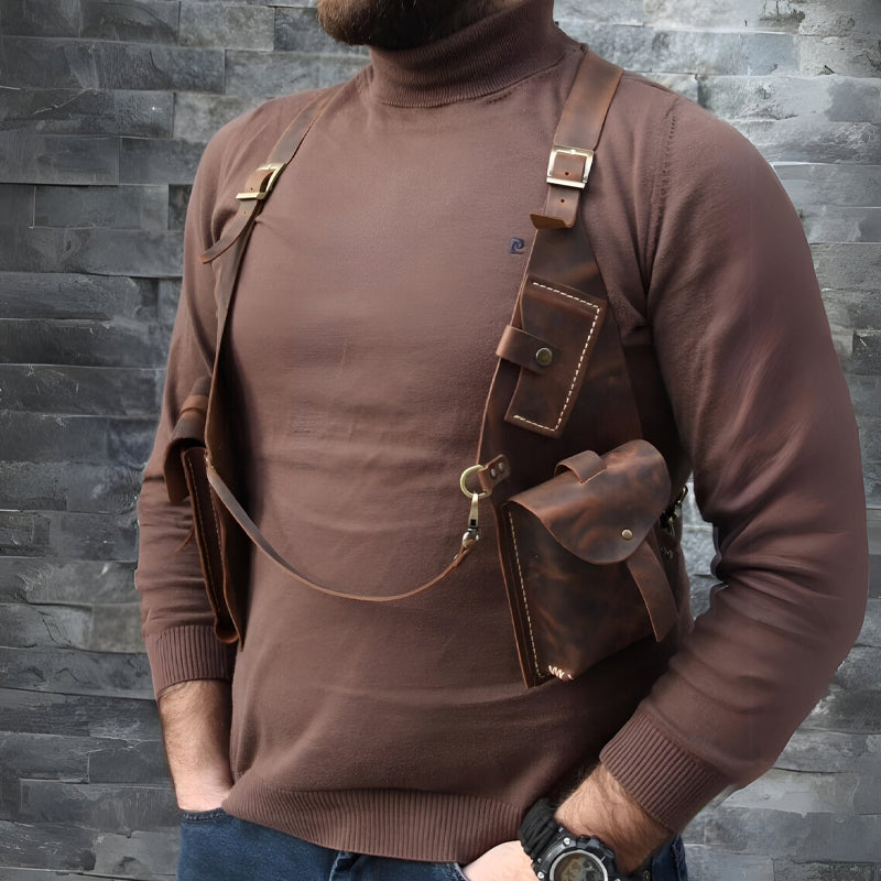 Medieval Steampunk shoulder bag with retro strap | Bowlift
