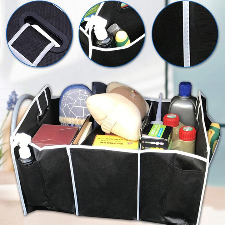 Foldable Car Trunk Storage Box with 3 Compartments