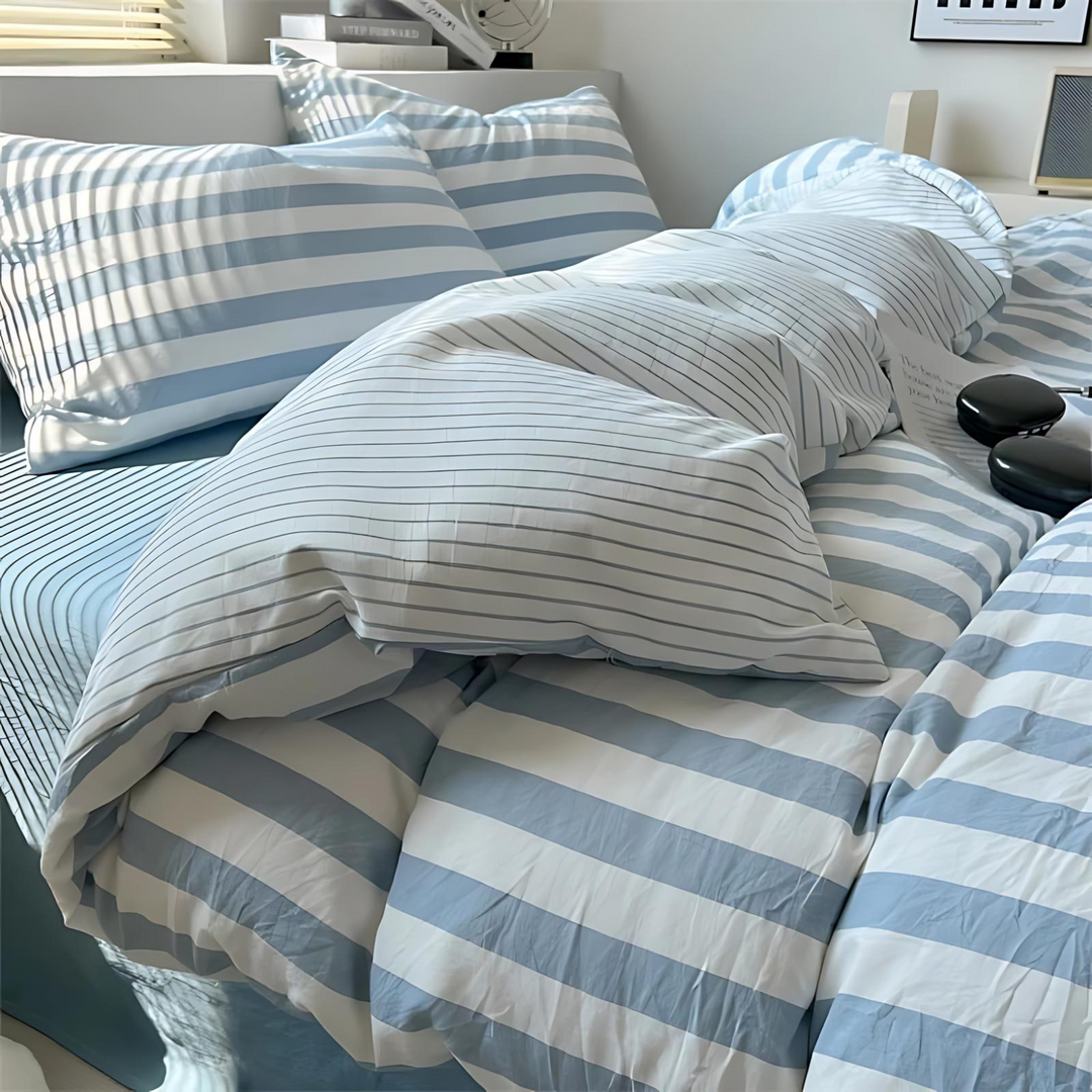 BowLift | Elenorra Classic Striped Bedding Set 4pcs Duvet Cover Sheet