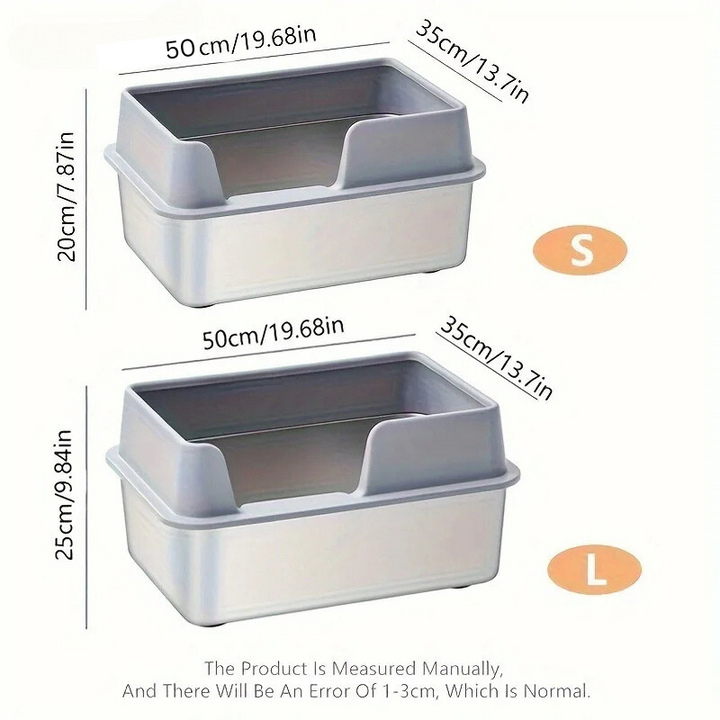 BowLift | Stainless Steel Cat Litter Box | Non-Stick, High Wall Enclosure