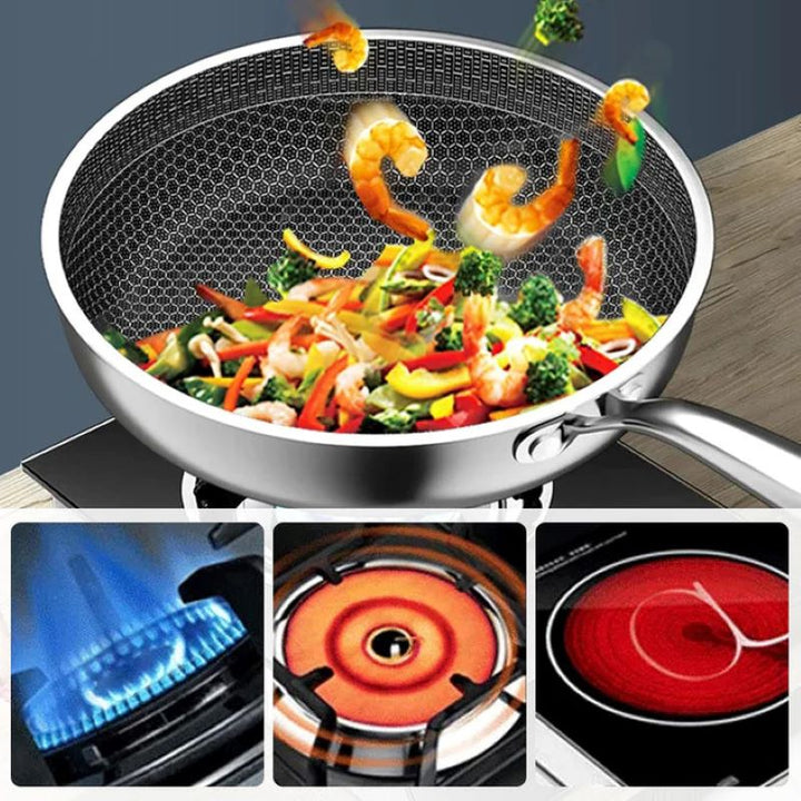 BowLift | Non-stick stainless steel honeycomb frying pan
