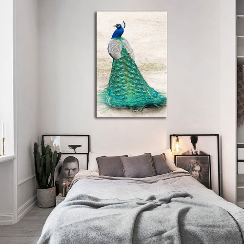 Skirted Elegant Peacock - Canvas Wall Art Painting | Bowlift