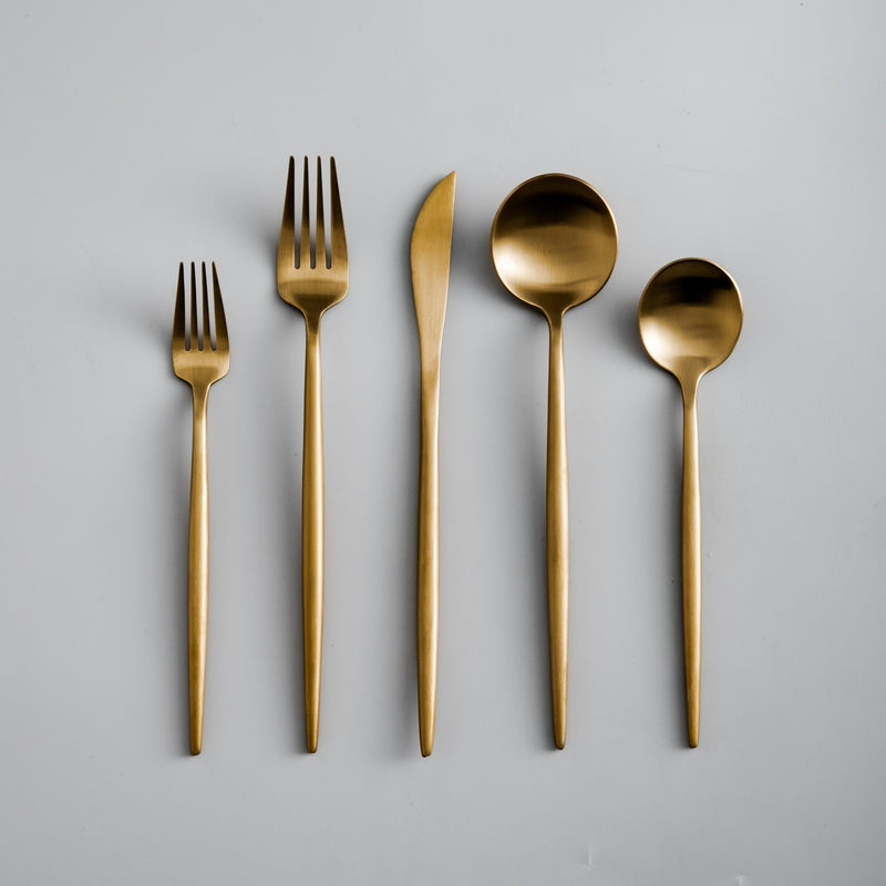 BowLift | Minimalist Flatware Set – 20-Piece Titanium-Coated Stainless Steel Cutlery | Modern Matte Finish for Elegant Dining