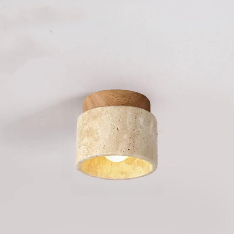 ÉclatPierre – Luxury Travertine LED Pendant Lamp for Hall Bowlift