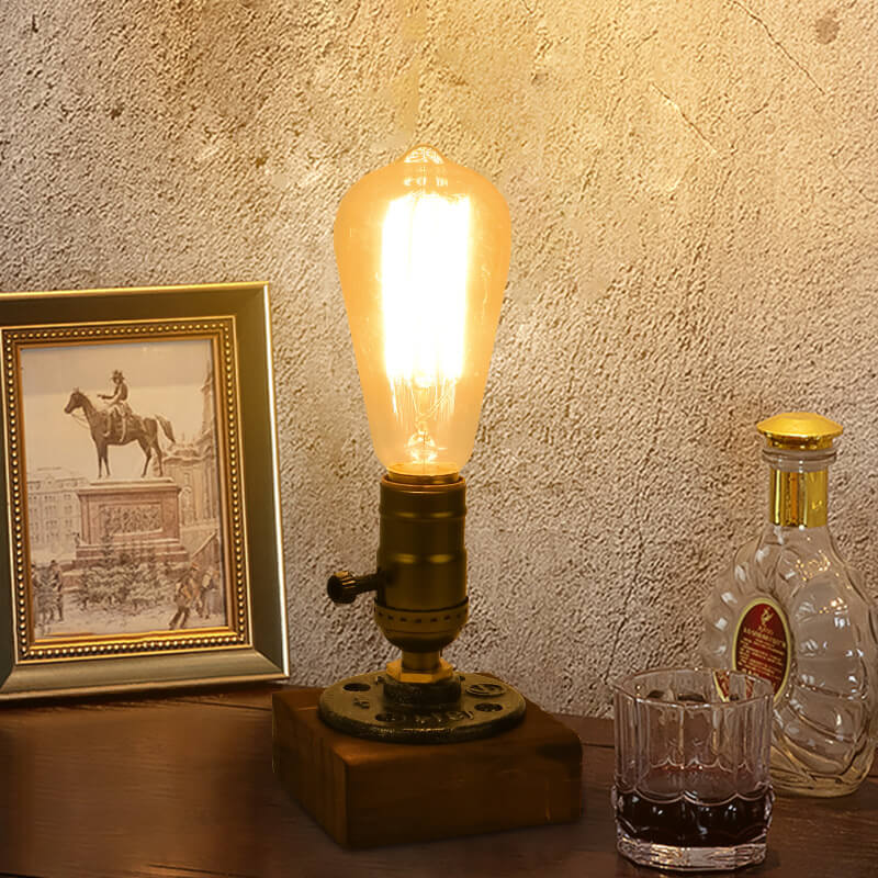 BowLift | Vintage Industrial Iron Light Bulb 1-Light Table Lamp