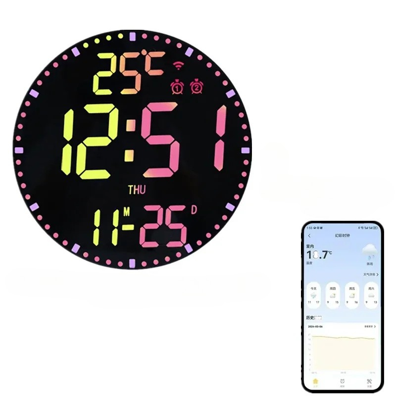 WiFiTime Clock - Smart LED Wall Clock with Calendar Bowlift